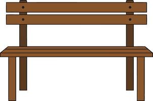 Simple wooden park bench in minimal flat design showcasing natural tones and inviting atmosphere in art vector