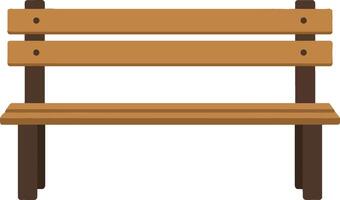 Wooden park bench in flat design style with simple lines and earthy tones creating a serene outdoor atmosphere in art vector