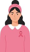Young woman in pink attire with a headband and ribbon, showcasing a flat design style in art vector