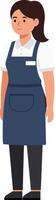 Friendly female worker in an apron standing confidently with a warm smile in a minimal illustration vector