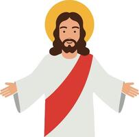 A figure resembling a religious leader with outstretched arms in a minimal and flat design style, conveying warmth and acceptance in art vector