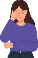 A woman expressing frustration with her hand on her forehead in a minimal and flat design illustration vector
