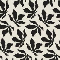 Seamless trendy black and white pattern with abstract flowers. Flat background design. Repeating print for fabric, wrapping paper, textile, wallpaper vector