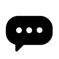 a black and white speech bubble with three dots vector