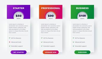 Modern Business Pricing UI Kit. Plan Blocks for Web and App Interfaces, etc vector