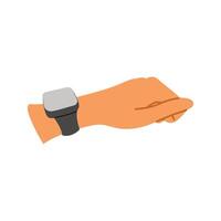 Wrist with a digital wristband, ideal for concepts of fitness tracking, notifications, and smart technology vector