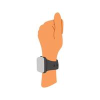Smart wearable device on a hand. Digital communication, and health focused technology in daily life, wireless payments vector