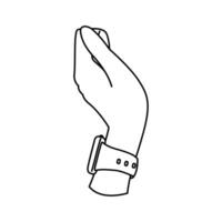 Line art of a wrist with a smart wearable. Modern technology, health tracking, and convenience vector