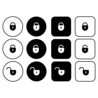 Set of security buttons with lock icons. Open and closed padlock icons collection. vector