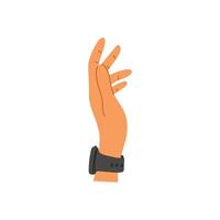 Modern fitness tracker on a wrist, technology for step counting, heart rate monitoring, and wireless payments vector