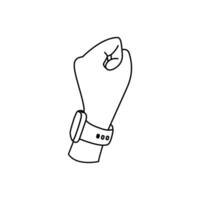 Minimalist outline of a wrist with a smartwatch. Digital lifestyle, health monitoring, and smart devices vector