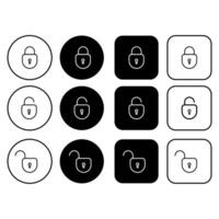 Set of buttons with padlock icons. Minimalistic security button collection with lock icons vector