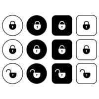 Padlock icons collection. Open and closed lock collection for web design, data protection graphics vector