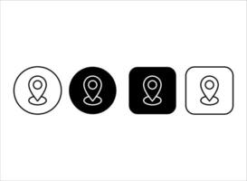 Outline map symbols collection. Location pin buttons set. Editable stroke. vector