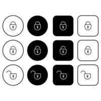 Set of lock buttons in a modern line style. Editable stroke. For ux ui design, authentication screens vector