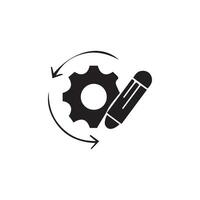 gear or cogwheel, workflow, circular arrow icon, vector