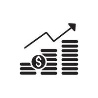 Growing bar graph icon vector