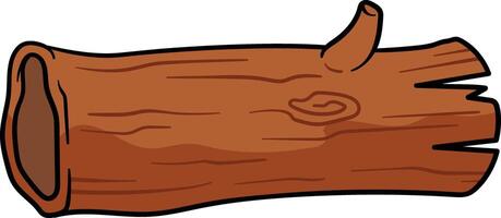 Wooden log with rough edges, knots, and a small branch vector