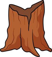 Hollow tree stump with jagged edges and a rough wooden texture vector