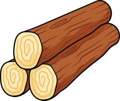 Stack of wooden logs with visible rings and textured bark surface vector