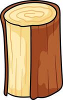Vertically standing wooden log with visible tree rings and a split bark vector