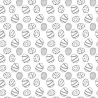Black and white seamless pattern with decorative Easter eggs featuring various designs. Perfect for coloring page, wrapping and festive projects. vector