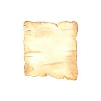 Watercolor vertical blank beige old parchment with torn edges illustration isolated background. Paperboard with copy space for vintage manuscript text. For invitation, greeting card, literature vector