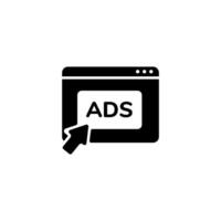 Icon of online advertisement with mouse cursor clicking on browser window vector