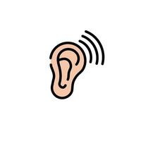 Ear icon with sound waves for communication and hearing concepts vector