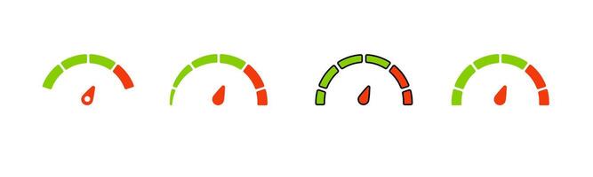 Fuel level indicators showing various levels from full to empty in gradient colors vector