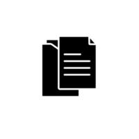 Simple black and white icon depicting two overlapping documents or files emphasizing sharing vector