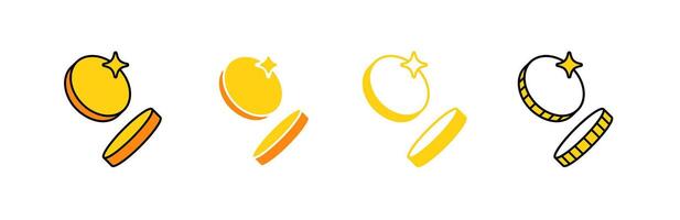 Open gold compact with star motif in four different artistic styles and vivid color variations vector