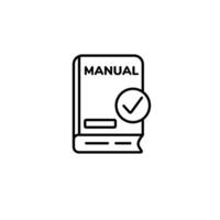 Instruction manual icon featuring book with check mark for clear guidance vector
