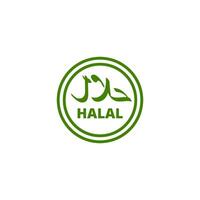 Halal certification symbol in green circle defining permissible and lawful foods for consumption vector