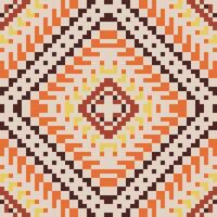 Abstract Ikat Pattern Meaningfolk Embroidery, Aztec Geometric Ornament Print. Design for Carpet, Wallpaper, Clothing, Wrapping, Fabric vector