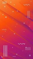 Abstract vibrant background of flowing element trend design. Sunset color palette. vector