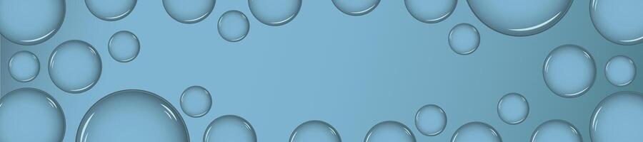 Blue water drops border frame. Fresh liquid border background. Water droplets frame vector