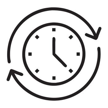 Time loop icon, symbolizing cyclical processes., Time cycles, in line design. Time cycles, repetition, time loop vector