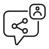 Simple Line Icon of a Speech Bubble with Share and User Icons, illustration vector