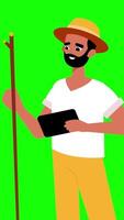 Traveling Man Planning Route with Tablet 2D Animation Vertical Green Screen video