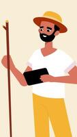 Traveling Man Planning Route with Tablet 2D Animation Vertical video