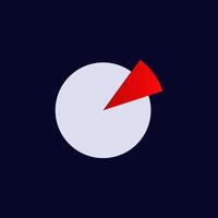 Colorful pie chart with red segment on dark background for data presentation visualization vector