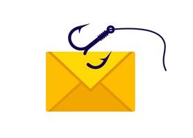 A vibrant yellow envelope that has a fishing hook attached to it vector