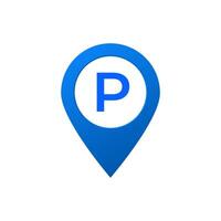 Blue parking location pin icon with white letter p in the center for easy navigation and wayfinding vector
