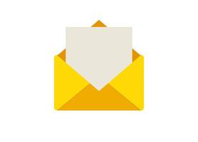 Bright yellow envelope with inserted letter ready for mailing delivery concept icon vector