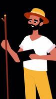 Traveling Man Planning Route with Tablet Vertical on Alpha Channel video