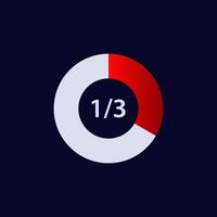 A pie chart showing 13 in a circle on a dark blue background vector