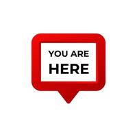 Red navigation icon with you are here text for location and directional guidance vector