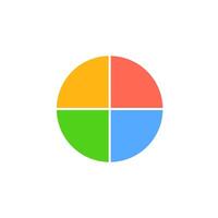 Four-color circular design with yellow, orange, blue, and green quartes in symmetric alignment vector