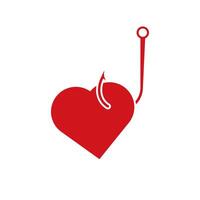 Heart icon with cherry and leaf branch design in minimalist red style pricking a heart vector